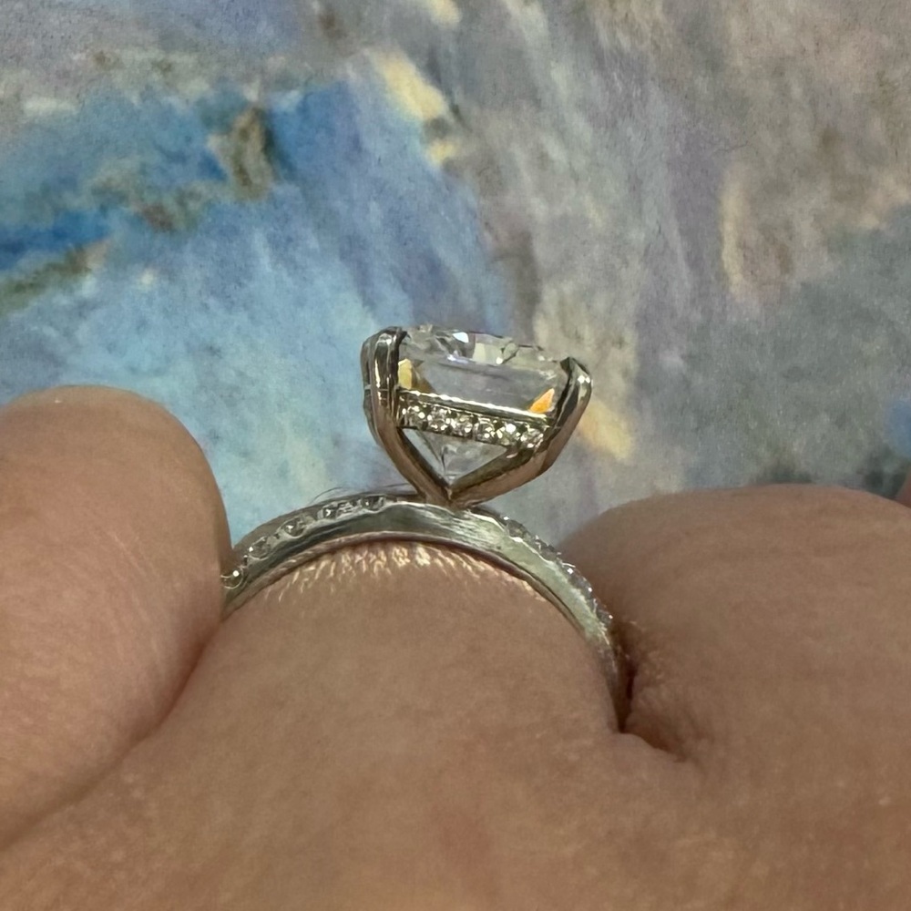 5ct Moissanite silver 925 engagement ring diamond lab radiant cut pave 7 6.75 - Picture 8 of 11